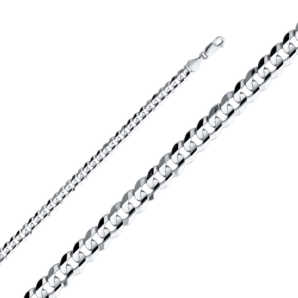 14K White 5.9mm Figaro 3+1 Concave Chain - 26"